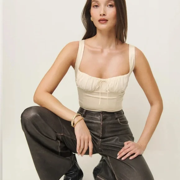 Reformation Cream Camisole Top - Odessa Satin Top - Picture 2 of 3